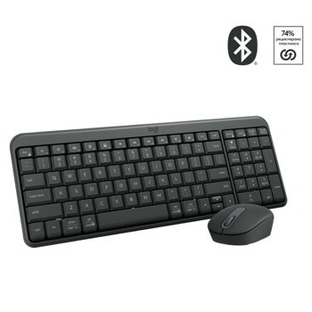 Комплект клавиатура и мишка MK250 Graphite, безжични, БДС кирилизация, 1000dpi, Bluetooth, черни | JAR Computers Logitech MK250 Graphite - BG