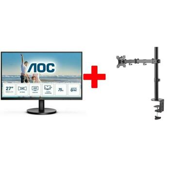 Монитор AOC Q27B3MA в комплект със стойка Neomounts FPMA-D550BLACK, 27"(68.58 см) VA панел, 75Hz, QHD, 4ms, 20 000 000:1, 250 cd/m2, DisplayPort, HDMI | JAR Computers AOC Q27B3MA + FPMA-D550BLACK