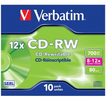 Оптичен носител CD-RW, 700MB, Verbatim, 52x, 1 бр. image