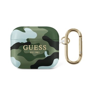 Защитен калъф Guess Airpods 3 Silicone Case Camo Collection, за Apple Airpods 3, силиконов, с карабинер, бял камуфлаж | JAR Computers Guess Airpods 3 Silicone Case Camo GUE1404KHA