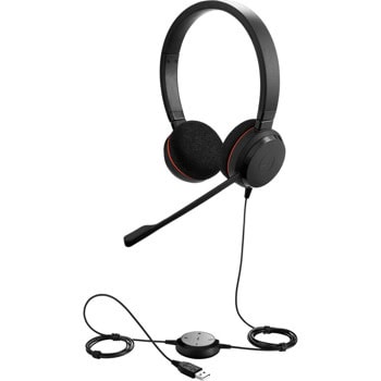 Слушалки Jabra Evolve 20 MS Duo, микрофон, контролер за повиквания, USB, Microsoft Teams Optimized, черни | JAR Computers Jabra EVOLVE 20 MS Duo 4999-823-109