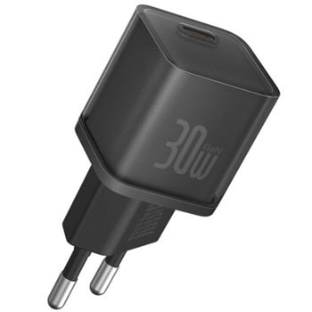 Зарядно устройство Baseus GaN5S (P10162504113-00), от контакт към USB-C(ж), 5V/3A, черно, 30W PD | JAR Computers Baseus GaN5S PD 30W P10162504113-00