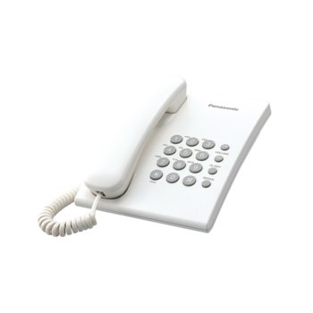 Стационарен телефон Panasonic KX-TS500, бутон за повторно набиране, високоговорител, бял image
