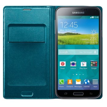 Samsung Flip Wallet Cover for Galaxy S5 Blue