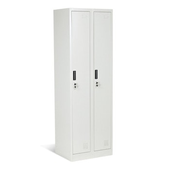 Метален шкаф Carmen CR-1242-2 ЕL, 2x рафтове, 2x шкафове, 2x лост за закачалки, прахово боядисан, вентилационен отвор, светло сив image