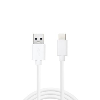 Кабел Sandberg, USB А(м) към USB C(м), 1m, бял | JAR Computers Sandberg USB-C to USB-A 3.0 1M