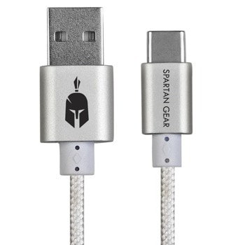 Кабел Spartan Gear, от USB A(м) към USB C(м), 2m, бял | JAR Computers Spartan Gear USB Type C 2m white