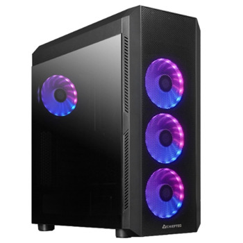 Кутия Chieftec Scorpion 4, Mini-ITX/mATX/ATX, 2x USB 3.2, 1x USB 3.2 Type-C, с прозорец, 4x 120mm ARGB вентилатора, без захранване | JAR Computers Кутия Chieftec Scorpion 4 GL-04B-UC-OP