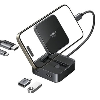 Докинг станция Ugreen CM801, от USB-C към 1x USB-C(PD), 1x USB-C, 1x USB-A, 1x HDMI, сива | JAR Computers Ugreen CM801 35590