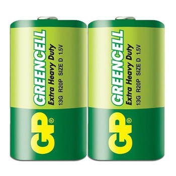 Батерия цинкова, GP, BM-13G-S2, D, 1.5V, 2бр | JAR Computers Цинк карбонова батерия GP Greencell 13G-S2