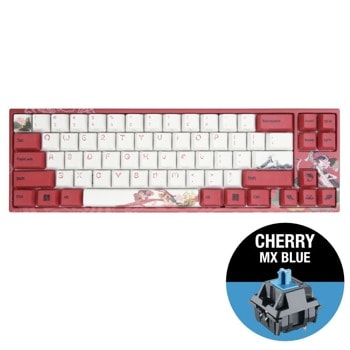 Клавиатура Ducky x Varmilo Miya Koi 65, жична, гейминг, механична, Cherry MX Blue суичове, бял/червен, USB image