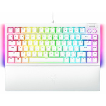 Клавиатура Razer BlackWidow V4 75% White, механична, оранжеви Razer суичове, гейминг, RGB подсветка, бяла, USB-C | JAR Computers Razer BlackWidow V4 75% White RZ03-05001700-R3M1