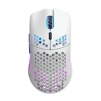 Мишка Glorious - Model O Wireless, оптична (19 000dpi), безжична, USB, матирано бяла, до 71 часа живот на батерията, 6 програмируеми бутона, RGB подсветка | JAR Computers Glorious Model O Wireless matte white GLO-MS-OW-MW