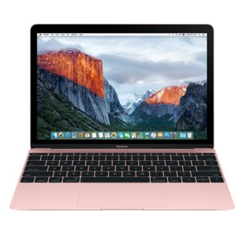 Лаптоп Apple MacBook 12(MNYN2ZE/A_Z0U40002L/BG)(розов), двуядрен Kaby Lake Intel Core i5-7Y54 1.2/3.2GHz, 12" (30.48 cm) WQHD IPS Retina дисплей(USB 3.1 Type C), 8GB LPDDR3, 512GB SSD, BG клавиатура, MacOSX Sierra, 0.92 kg | JAR Computers Apple MacBook 12 Rose Gold MNYN2ZE/A_Z0U40002L/BG