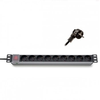 Разклонител Formrack 620S10, 9 гнезда, 1U, Schuko, Rackmount, On/Off бутон, 2.5м | JAR Computers Formrack 620S10