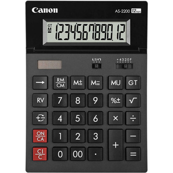 Калкулатор Canon AS-2200, LCD дисплей, 12 цифрен, черен | JAR Computers Canon AS-2200