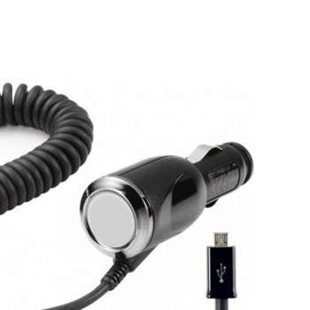 Зарядно за кола, от авт. запалка към microUSB Type B(м), 5V, 1A, черно | JAR Computers Зарядно у-во Micro USB 12V/1000mA