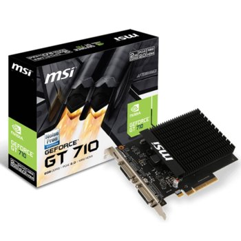 Видеокарта GeForce GT 710, 2GB, MSI, PCI-E 2.0, DDR3, 64bit, Mini-HDMI, DVI-I, DVI-D | JAR Computers MSI GT 710 2GB