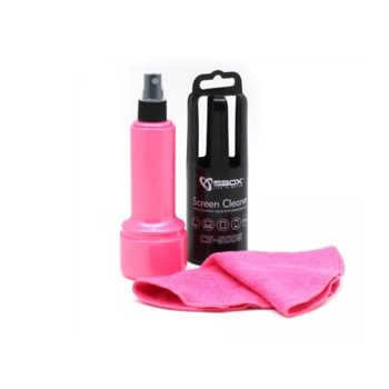 Спрей за почистване на техника, Sbox CS-5005P, 150ml, с микрофибърна кърпа, розов | JAR Computers Sbox CS-5005P