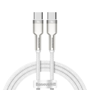 Кабел Baseus Cafule Metal Series 100W (CATJK-C02), от USB C(м) към USB C(м), 1m, бял | JAR Computers Baseus CATJK-C02