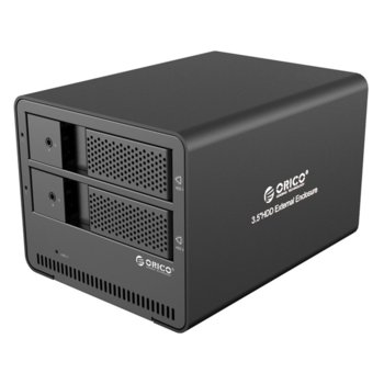 Кутия 3.5" (8.89 cm), Orico 9528U3-EU-BK-BP, за HDD/SSD, 2x SATA3, USB 3.0, черна | JAR Computers Orico 9528U3-EU-BK-BP
