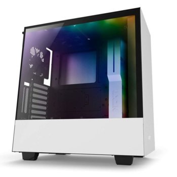 Кутия NZXT H500i CA-H500W-W1, ATX/mATX/mini-ITX, 2x USB 3.1 Gen1, страничен прозорец от закалено стъкло, бяла, без захранване | JAR Computers NZXT H500i White CA-H500W-W1