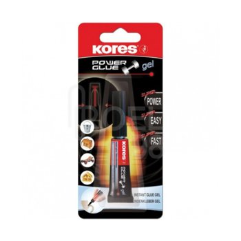 Секундно еластично лепило Kores Power Gel, гел, блистер, прозрачно, 3г., червено | JAR Computers Kores Power Gel