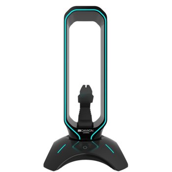 Бънджи за мишка Canyon CND-GWH200B, 2x USB 2.0, стойка за слушалки, RGB подсветка, черно | JAR Computers Canyon CND-GWH200B