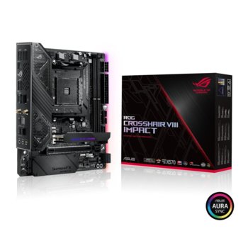 Дънна платка Asus ROG CROSSHAIR VIII IMPACT, AM4, X570, DDR4, PCI-E 4.0, 4x SATA 6Gb/s, 3x M.2, USB 3.2 Gen 2, Wi-Fi, Bluetooth, Mini-DTX | JAR Computers Asus ROG CROSSHAIR VIII IMPACT