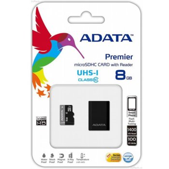 8GB microSDHC A-Data USB reader UHS1