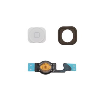 Home бутон + лентов кабел за Apple iPhone 5, бял, (с бутона) | JAR Computers Apple iPhone 5 Home button assembly, White
