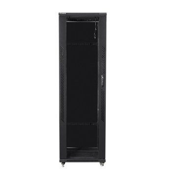 Комуникационен шкаф Lanberg FF01-8042-12B, 19", 42U, 800 x 1000 x 2047.5, стъклена врата, черен | JAR Computers Lanberg FF01-8042-12B