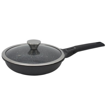 Универсален тиган Zephyr ZP 4319 28NC, алуминий, мраморно покритие, 28cm диаметър, дълбочина 6cm, капак, черен | JAR Computers ZEPHYR ZP 4319 28NC