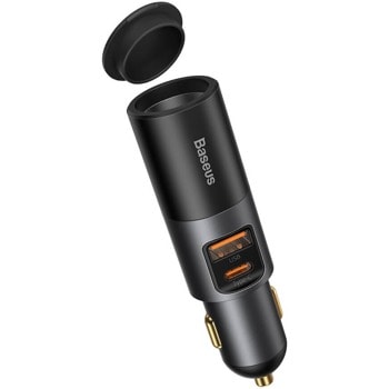 Зарядно за кола Baseus CCBT-C0G, от автомобилна запалка към USB A(ж)/USB C(ж), 5V/3A, 9V/2A, 12V/2.5A, черно | JAR Computers Baseus CCBT-C0G