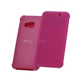 Калъф за HTC One M9, страничен протектор с гръб, силиконов, HTC HC M213 Dot View, розов | JAR Computers HTC HC M213 Dot View (99H20113-00)