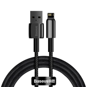 Кабел Baseus Tungsten Gold Lightning to USB Cable (CALWJ-01), от USB-A(м) към Lightning(м), 1m, черен | JAR Computers Baseus Tungsten Gold Lightning/USB Cable CALWJ-01