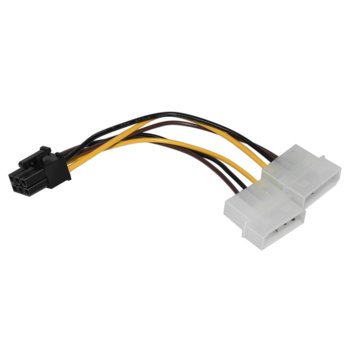 Захранващ кабел Makki MAKKI-CE313-0.15m, от PCIe 6pin(ж) към 2x Molex 4pin(м), 0.15m | JAR Computers Makki (MAKKI-CE313-0.15m)