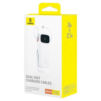 baseus qpow2 digital display 22.5w 20000 mah бял