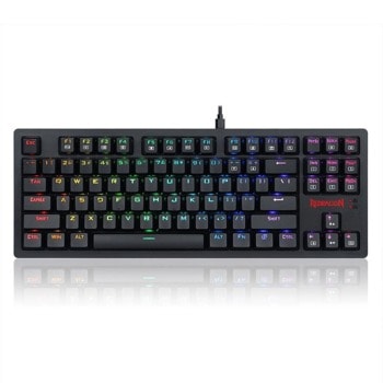 Клавиатура Redragon Knight (K598KNS-BK), безжична, гейминг, механична, кафяви суичове, RGB подсветка, черна, USB image