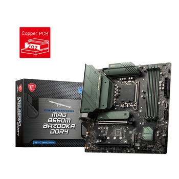 Дънна платка MSI MAG B660M BAZOOKA DDR4, B660, LGA1700, DDR4, PCI-E 3.0 (DP&HDMI), 4x SATA 6Gb/s, 2x M.2 slots, 2x USB 3.2 Gen 2, Micro-ATX | JAR Computers MSI MAG B660M BAZOOKA DDR4