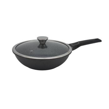 Уок тиган Zephyr ZP 4320 30NC, алуминий, мраморно покритие, 30cm диаметър, дълбочина 10cm, капак, черен | JAR Computers Zephyr ZP 4320 30NC