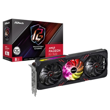 Видео карта AMD Radeon RX 7600, 8GB, ASRock Phantom Gaming, OC, PCI-E 4.0, GDDR6, 128-bit, DisplayPort, HDMI | JAR Computers Видео карта ASRock Radeon RX7600 Phantom Gaming OC