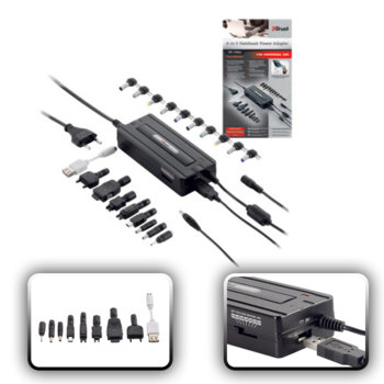 Trust PowerMaster PW-1280p, 15-24V 90W, универсално захранване за преносими компютри & GSM/iPod/USB | JAR Computers Trust PowerMaster PW-1280p