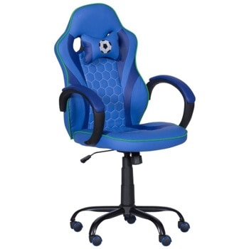 Геймърски стол Carmen 6306, до 100kg., еко кожа, метална база, газов амортисьор, коригиране височина, син image