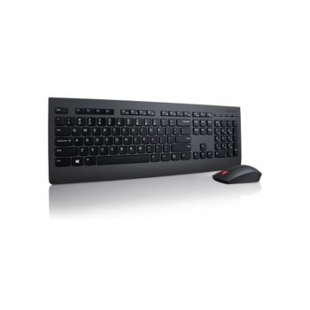 Комплект клавиатура и мишка Lenovo 4X30H56801, безжични, лазерна мишка (1600 dpi), USB, БДС кирилизация, черни image