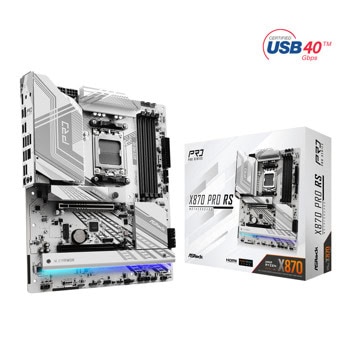 Дънна платка ASRock X870 Pro RS, X870, AM5, DDR5, PCI-E 5.0 (HDMI&USB4)(CF), 4x SATA 6Gb/s, 1x Blazing M.2, 1x Hyper M.2, 1x Ultra M.2, 2x USB4, 4x USB 3.2 Gen 1, 2.5GbE LAN, ATX | JAR Computers ASRock X870 Pro RS 90-MXBPZ0-A0UAYZ
