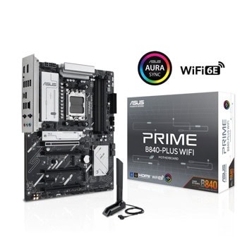 Дънна платка Asus Prime B840-PLUS WIFI, B840, AM5, DDR5, PCI-E 5.0 (DP&HDMI), 4x SATA 6Gb/s, 3x M.2 slots, 1x USB 3.2 Gen 2 Type-A, 1x USB 3.2 Gen 2 Type-C, Wi-Fi 6E, Bluetooth 5.3, ATX | JAR Computers Asus Prime B840-PLUS WIFI 90MB1IZ0-M0EAY0