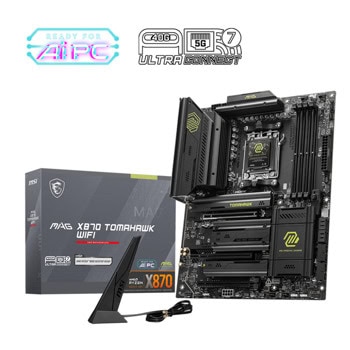 Дънна платка MSI MAG X870 TOMAHAWK WIFI, X870, AM5, DDR5, PCI-E 5.0 (USB-C&HDMI), 4x SATA 6Gb/s, 4x M.2 Slots, 2x USB4, 1x USB 3.2 Gen 2 Type-C, 5GbE LAN, Wi-Fi 7, Bluetooth 5.4, ATX | JAR Computers MSI X870 TOMAHAWK WIFI 911-7E51-001