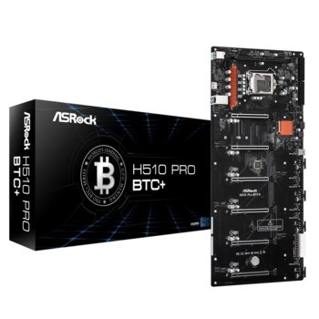 Дънна платка ASRock H510 Pro BTC+, H510, LGA1200, DDR4, PCI-E 3.0 (HDMI), 1x SATA 6Gb/s, 1x M.2, 2x USB 3.2 Gen 1 | JAR Computers ASRock H510 Pro BTC+