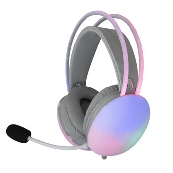 Слушалки White Shark Firefly White, Jack 3.5mm, USB, микрофон, 50mm говорители, RGB подсветка, гейминг, сиви | JAR Computers White Shark Firefly White GH-2342